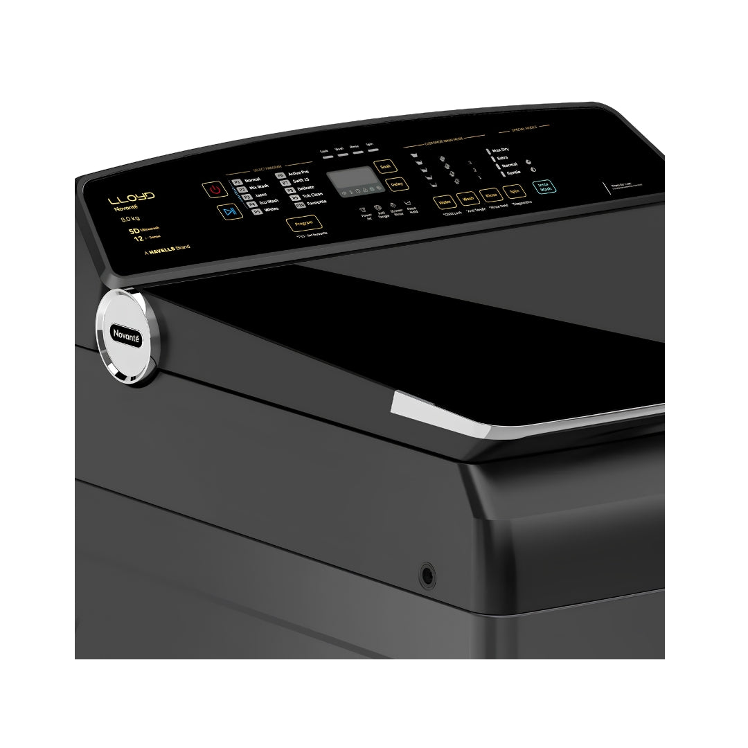 Lloyd GLWT855N40EB Fully Automatic Top Load Washing Machine 8.5 Kg - Ebony Black_Side View