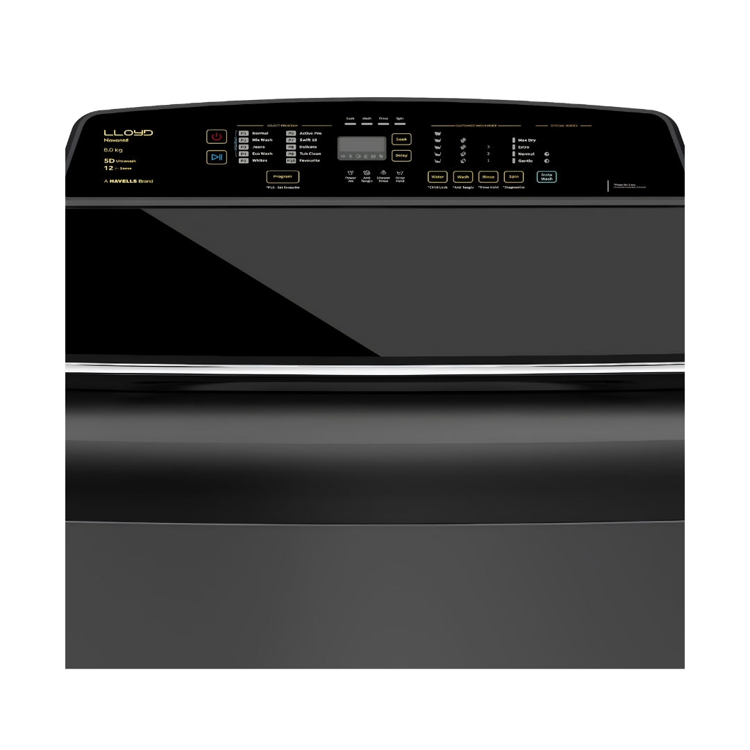 Lloyd GLWT855N40EB Fully Automatic Top Load Washing Machine 8.5 Kg - Ebony Black_Top View_2
