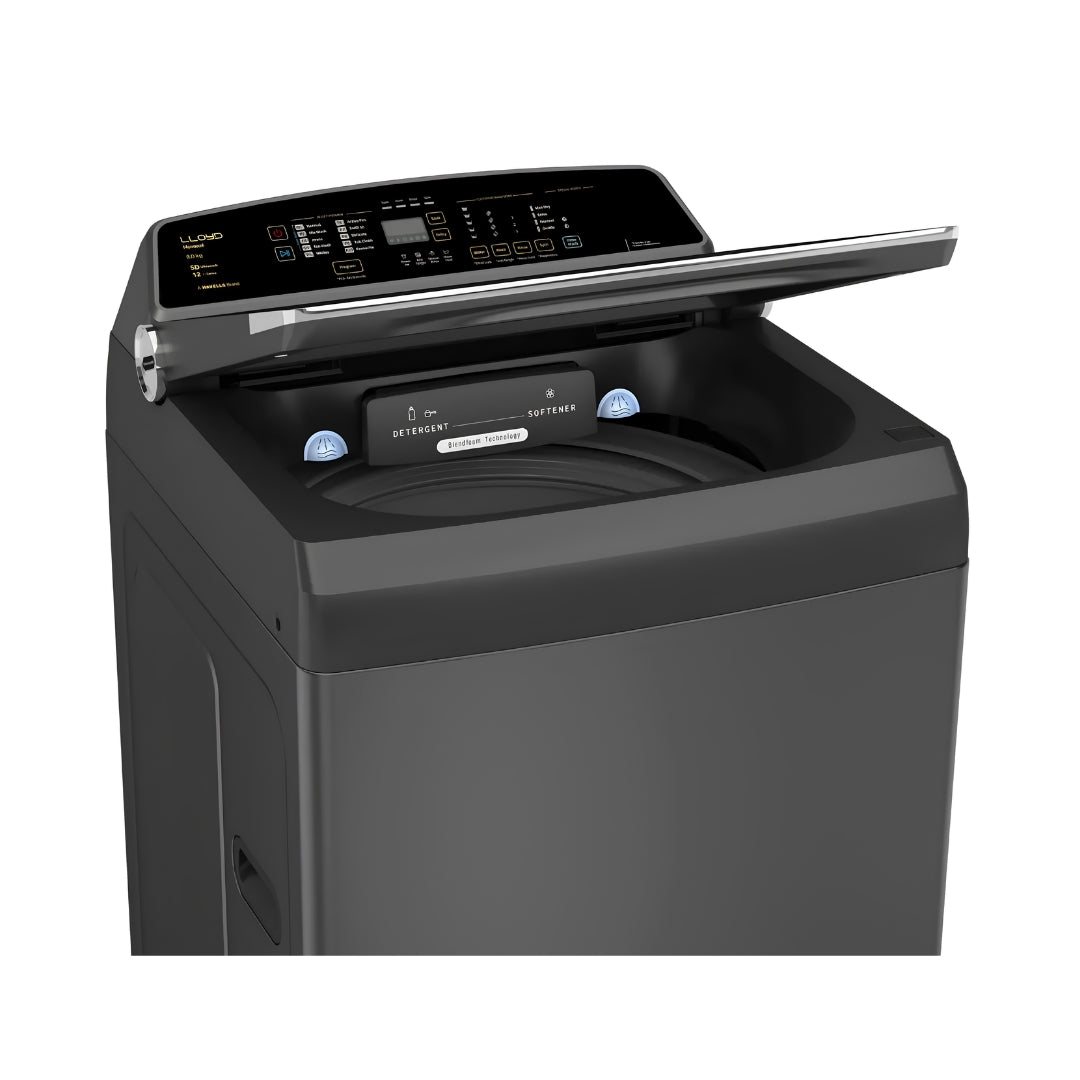 Lloyd GLWT955N50EB Fully Automatic Top Load Washing Machine 9.5 Kg - Ebony Black_Panel Open View