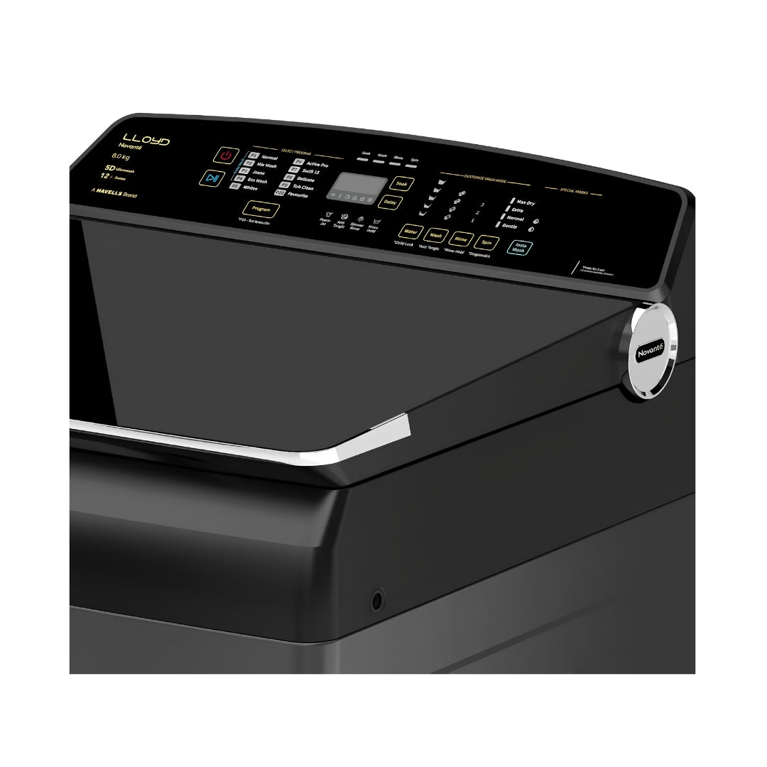 Lloyd GLWT955N50EB Fully Automatic Top Load Washing Machine 9.5 Kg - Ebony Black_Panel View_2