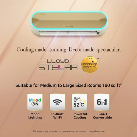 Lloyd Steller GLS18V5FWSSL Inverter Split air Conditioner 1.5 Ton - White with Gold_2