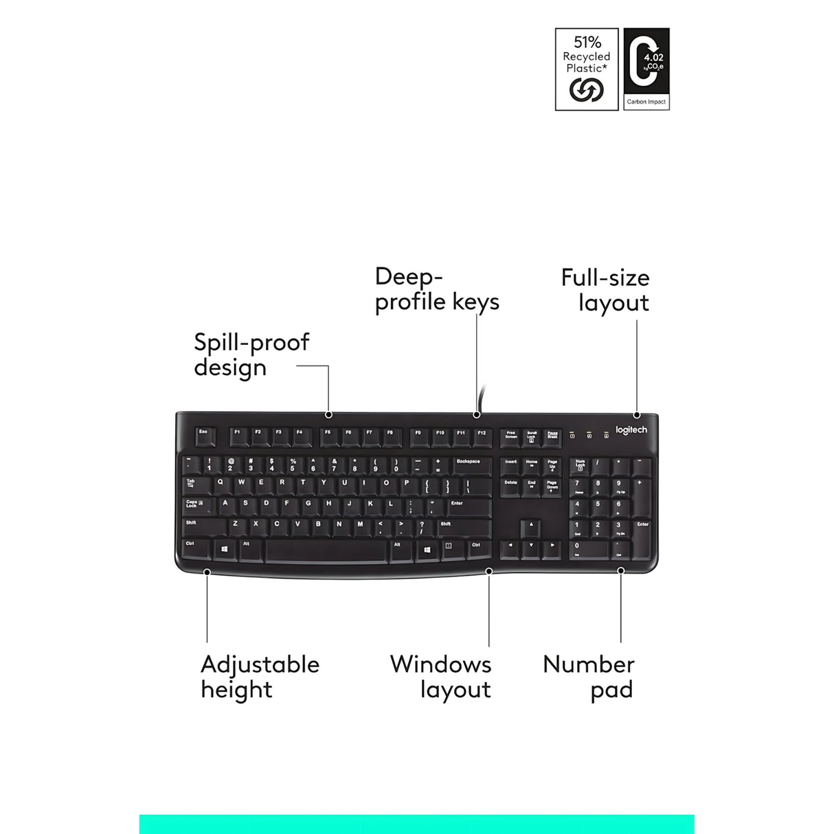 Logitech K120 Wired Keyboard - Black