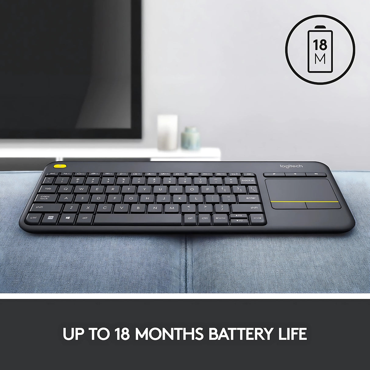 Logitech K400 Plus Wireless Touch Keyboard - Black