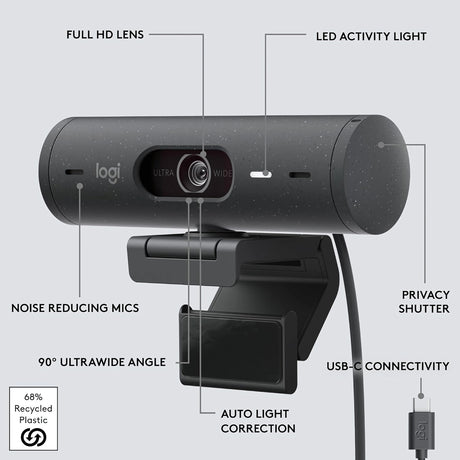 Logitech BRIO 500 Webcam Full HD 1080p Webcam - Graphite_2