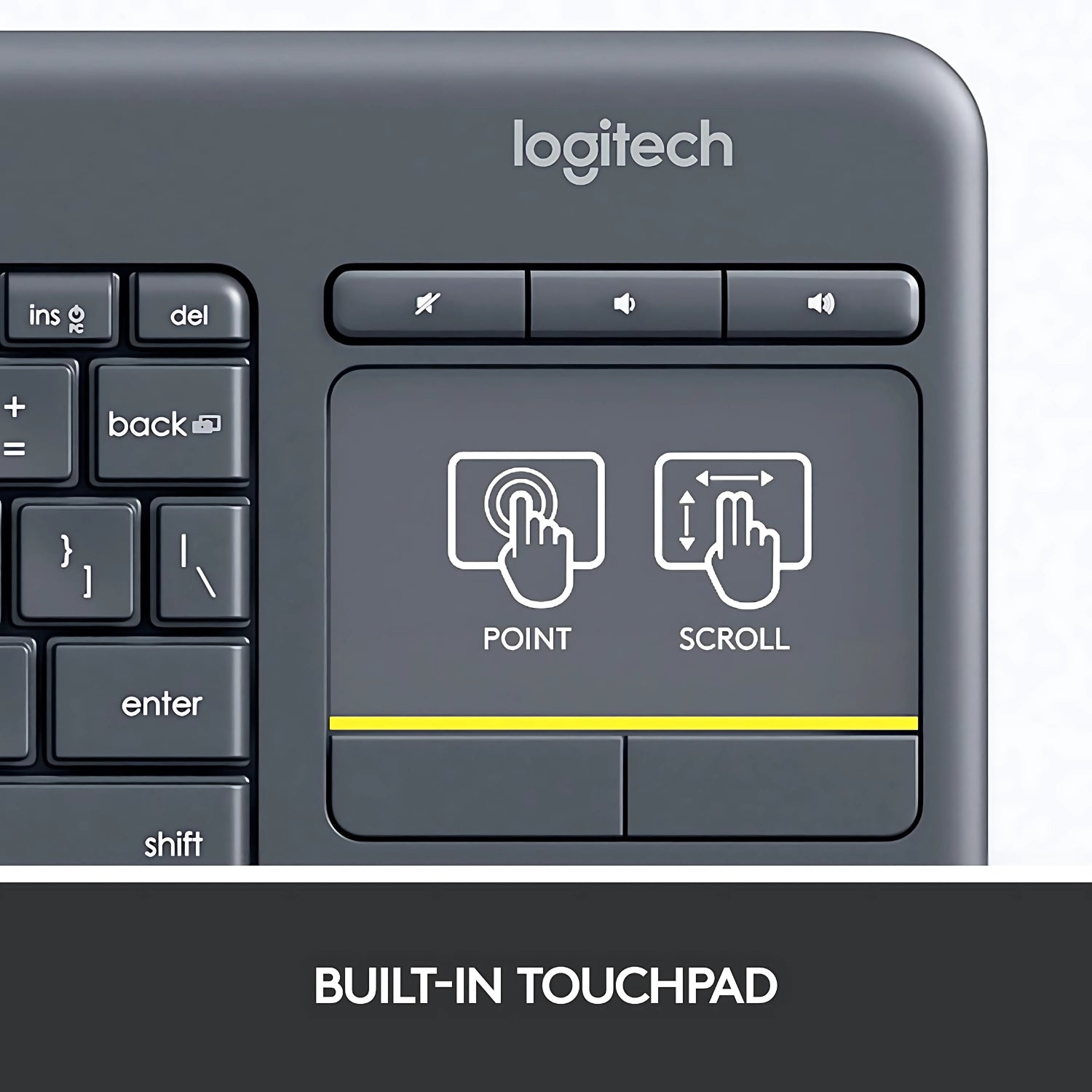 Logitech K400 Plus Wireless Touch Keyboard - Black_2