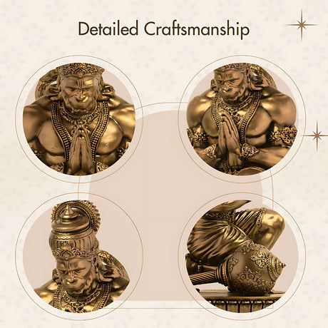Lord Hanuman Blessed Divine 9 In Sculpture - Antique Bronze