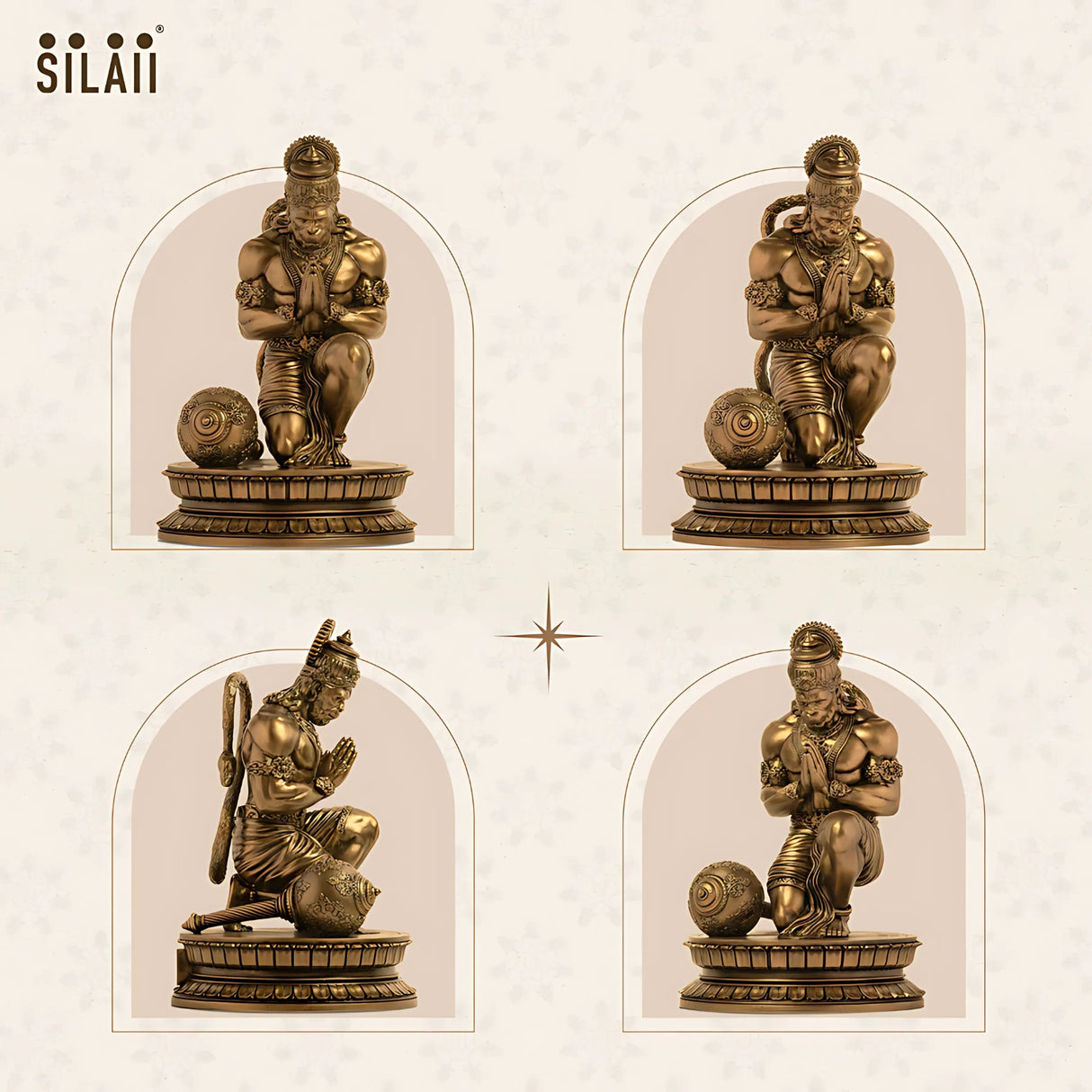 Lord Hanuman Blessed Divine 9 In Sculpture - Antique Bronze