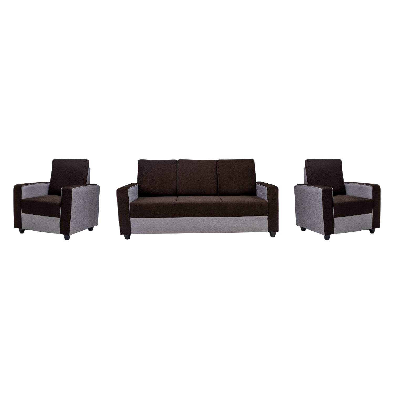 Luxor Pro Elegant Fabric Sofa Set (3+1+1 Seater) - Brown and Grey