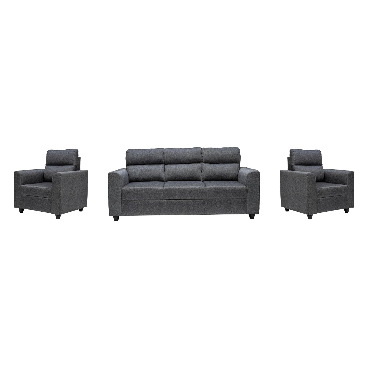 Lyon Pro Classic Comfort Fabric Sofa Set (3+1+1 Seater) - Dark Grey