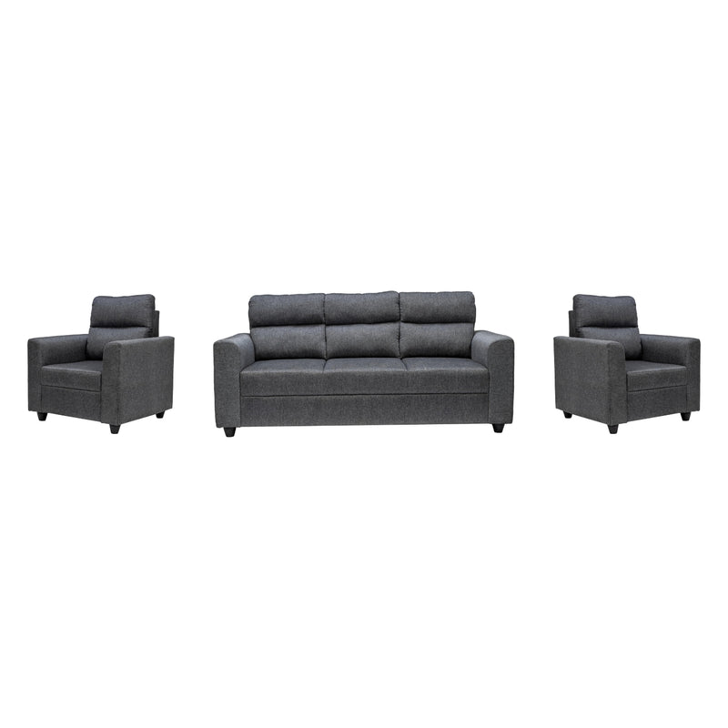 Lyon Pro Classic Comfort Fabric Sofa Set (3+1+1 Seater) - Dark Grey