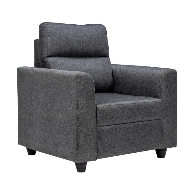 Lyon Classic Comfort Fabric Sofa 1-Seater - Dark Grey_1