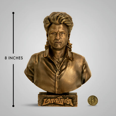 Maaveeran Sivakarthikeyan Bust  8 In Sculpture - Antique Bronze