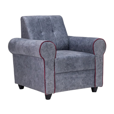 Madrid Pro Deluxe Rolled Arm Fabric Sofa 1 Seater - Light Grey
