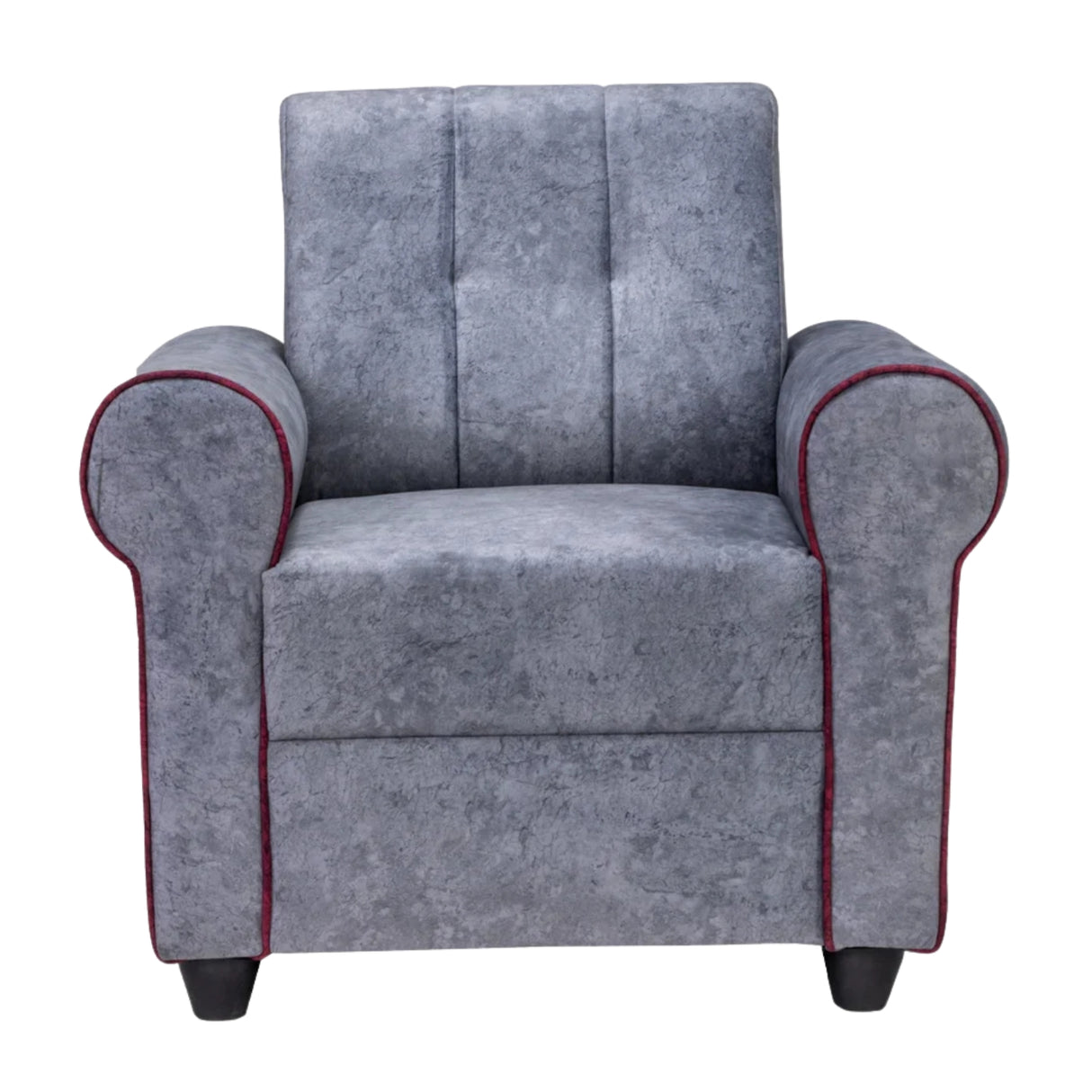 Madrid Pro Deluxe Rolled Arm Fabric Sofa 1 Seater - Light Grey