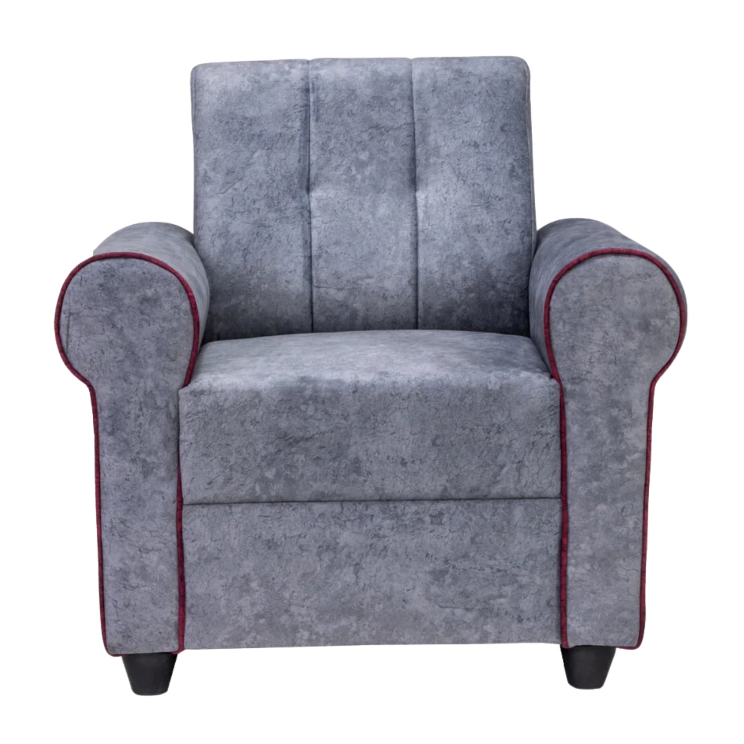 Madrid Pro Deluxe Rolled Arm Fabric Sofa 1 Seater - Light Grey