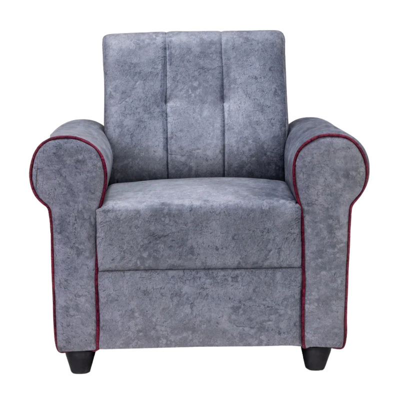 Madrid Pro Deluxe Rolled Arm Fabric Sofa 1 Seater - Light Grey