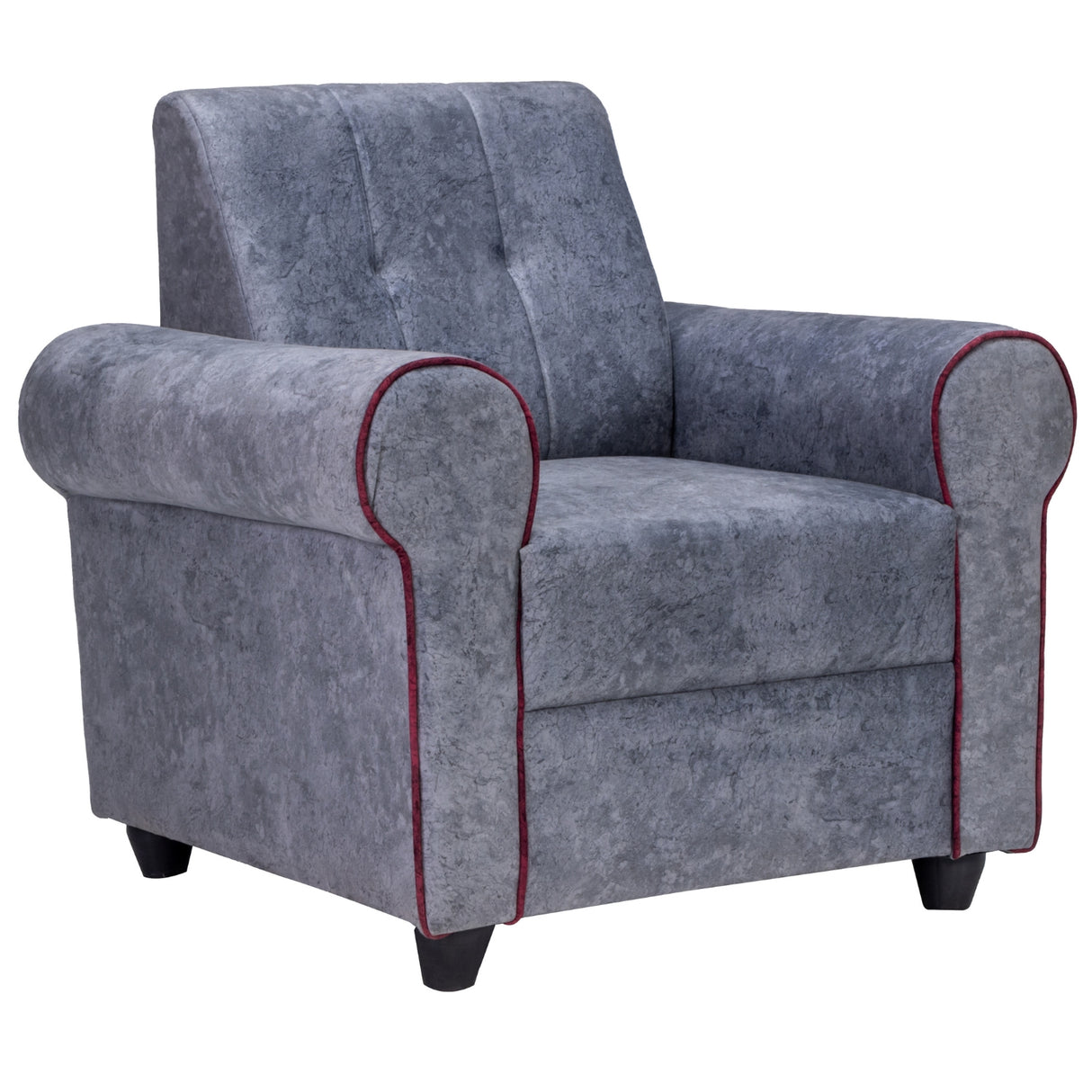 Madrid Pro Deluxe Rolled Arm Fabric Sofa Set (3+1+1 Seater) - Light Grey