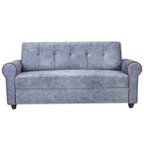Madrid Pro Deluxe Rolled Arm Fabric Sofa 3 Seater - Light Grey