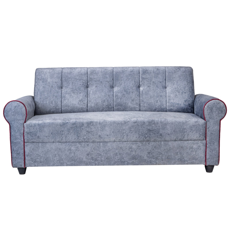 Madrid Pro Deluxe Rolled Arm Fabric Sofa 3 Seater - Light Grey