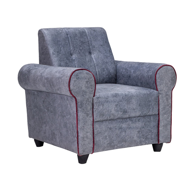 Madrid Deluxe Rolled Arm Fabric Sofa 1-Seater - Light Grey_1