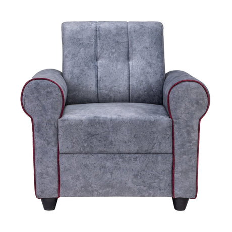 Madrid Deluxe Rolled Arm Fabric Sofa 1-Seater - Light Grey_2