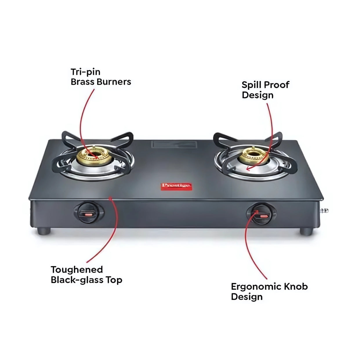 Prestige Magic Plus 2-Burner Gas Stove Sleek Design High Efficiency – Black