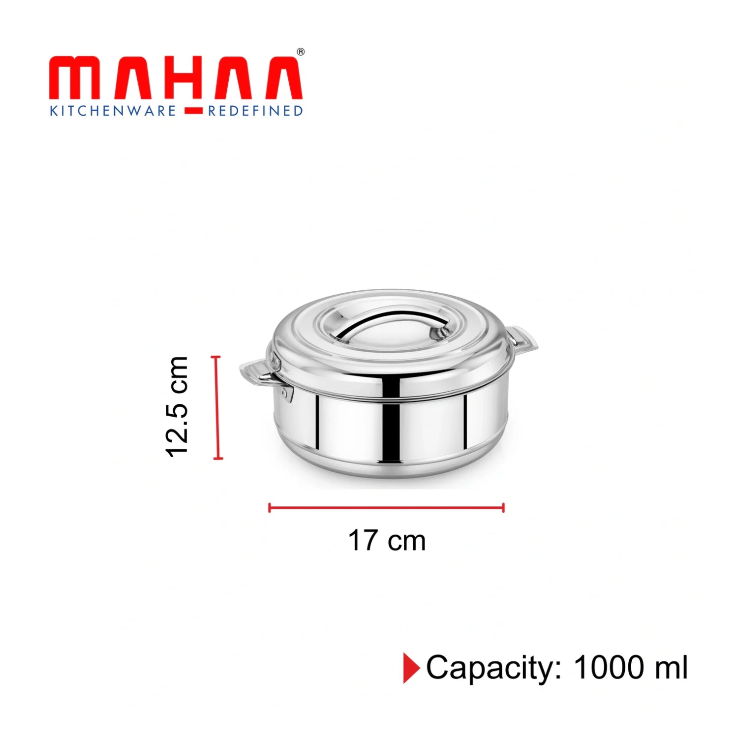 Mahaa Aspen SS Insulated Casserole with Lid 1000 ml_2