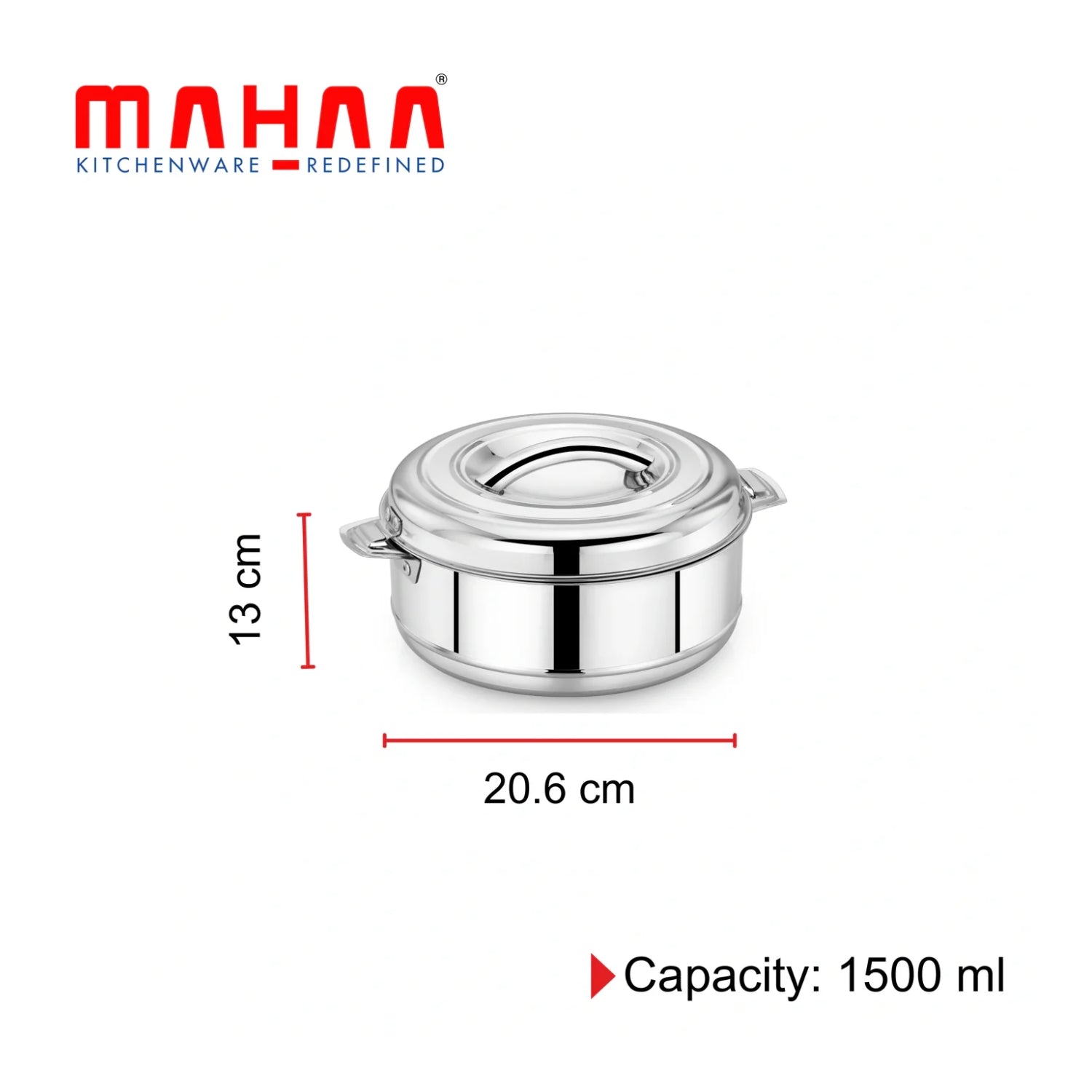 Mahaa Aspen SS Insulated Casserole with Lid 1500 ml_2