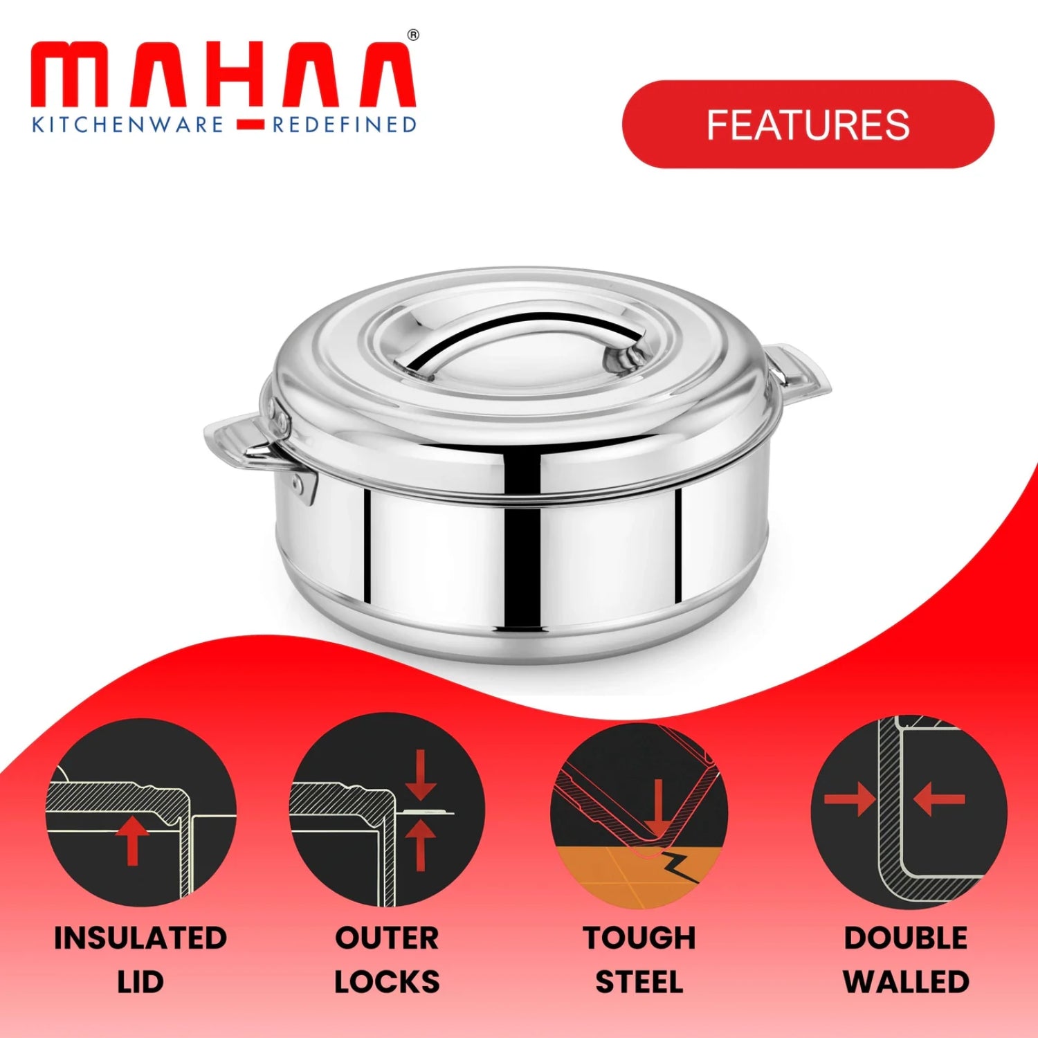 Mahaa Aspen SS Insulated Casserole with Lid 1500 ml_7