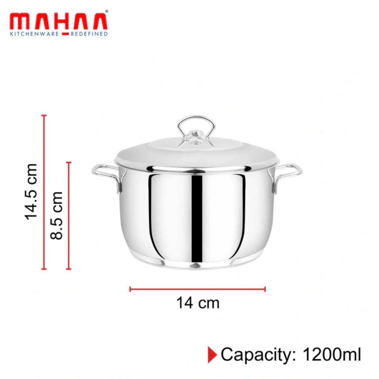 Mahaa Avanti Stainless Steel Cook and Serve Biryani Pot with Lid 14 cm \ 1.2 L_4