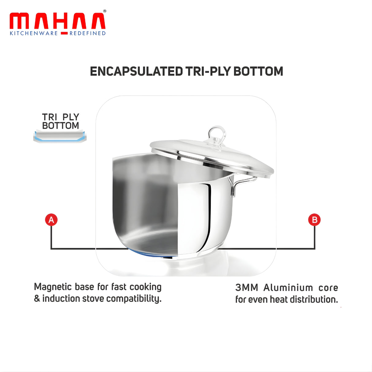 Mahaa Avanti Stainless Steel Cook and Serve Biryani Pot with Lid 16 cm \ 2 L_10
