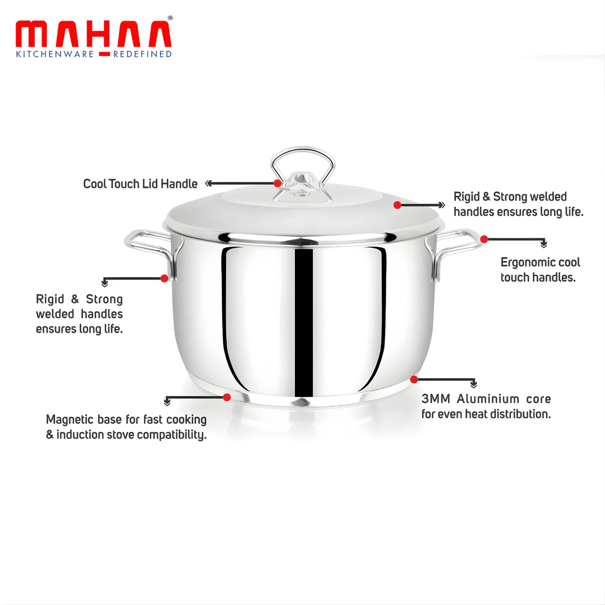 Mahaa Avanti Stainless Steel Cook and Serve Biryani Pot with Lid 16 cm \ 2 L_12