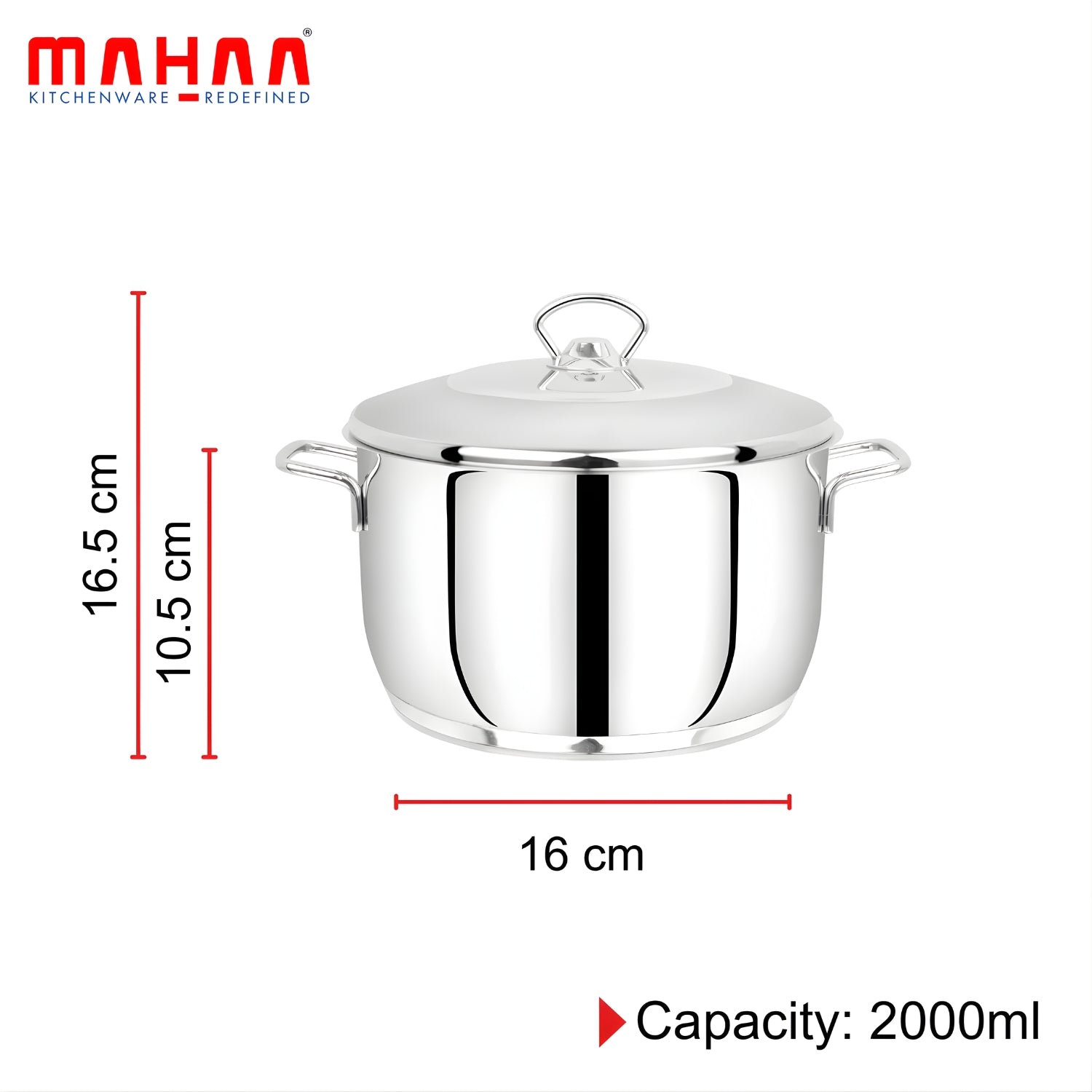 Mahaa Avanti Stainless Steel Cook and Serve Biryani Pot with Lid 16 cm \ 2 L_4
