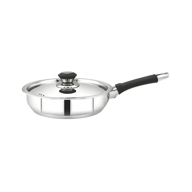 Mahaa Chroma Stainless Steel Fry Pan with Lid 20 cm \ 1.5 L_Front View