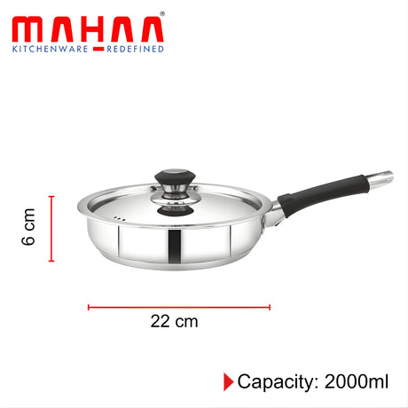 Mahaa Chroma Stainless Steel Fry Pan with Lid 22 cm \ 2 L_2