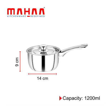 Mahaa Classic Stainless Steel Sauce Pan with Lid 14 cm \ 1.2 L_2