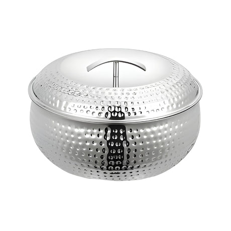 Mahaa Curve Hammered Premium Double Wall Insulated SS Casserole with Lid 2000 ml_Front View