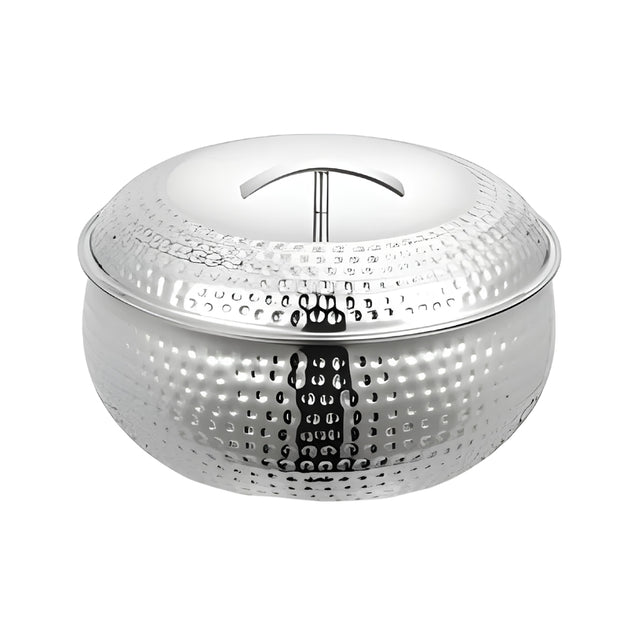 Mahaa Curve Hammered Premium Double Wall Insulated SS Casserole with Lid 2000 ml_Front View