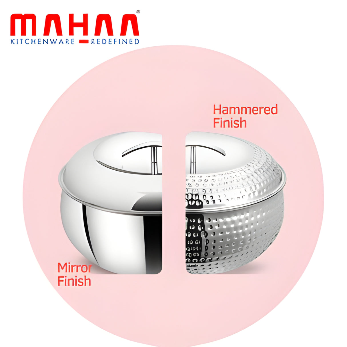 Mahaa Curve Hammered Premium Double Wall Insulated SS Casserole with Lid 2800 ml_3