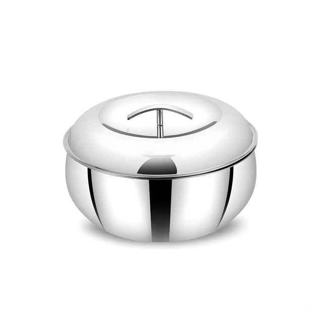 Mahaa Curve Plain Premium Double Wall Insulated SS Casserole with Lid 2000 ml_1