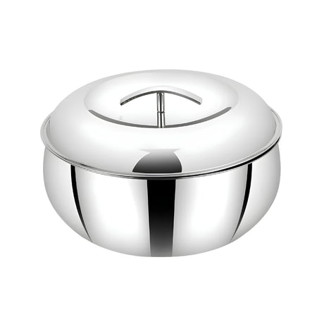 Mahaa Curve Plain Premium Double Wall Insulated SS Casserole with Lid 2000 ml_Front View