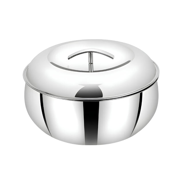 Mahaa Curve Plain Premium Double Wall Insulated SS Casserole with Lid 2000 ml_Front View