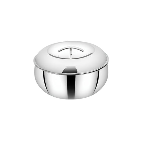 Mahaa Curve Plain Premium Double Wall Insulated SS Casserole with Lid 2800 ml_Front View