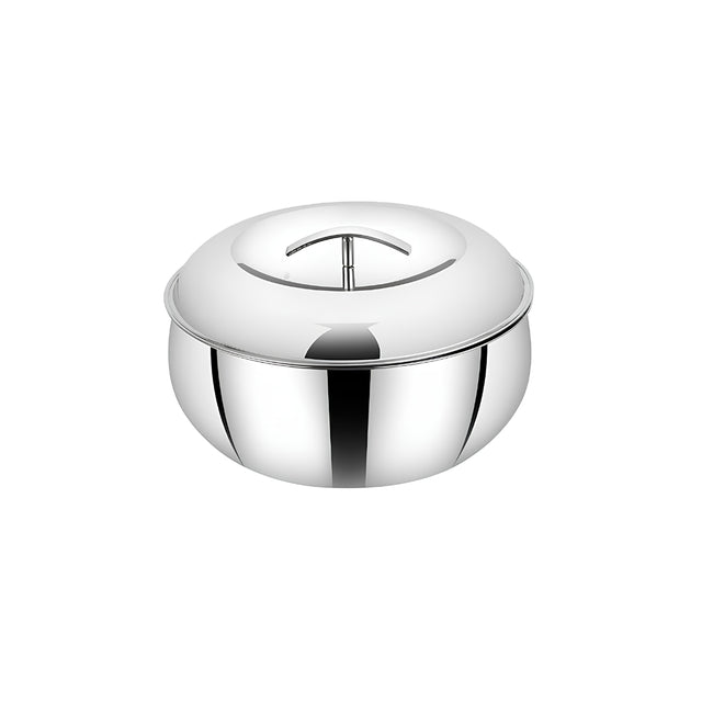 Mahaa Curve Plain Premium Double Wall Insulated SS Casserole with Lid 2800 ml_Front View
