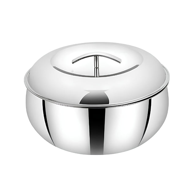 Mahaa Curve Plain Premium Double Wall Insulated SS Casserole with Lid 2800 ml_Front View