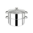 Mahaa Stainless Steel 2-Tier Utena Smart Steamer with Glass Lid 18 cm_1