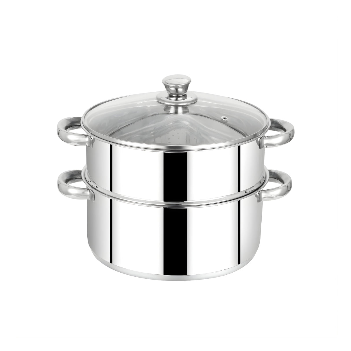 Mahaa Stainless Steel 2-Tier Utena Smart Steamer with Glass Lid 18 cm_1