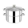 Mahaa Stainless Steel 2-Tier Utena Smart Steamer with Glass Lid 18 cm_Front View