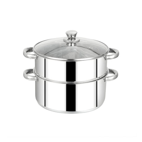 Mahaa Stainless Steel 2-Tier Utena Smart Steamer with Glass Lid 20 cm_1