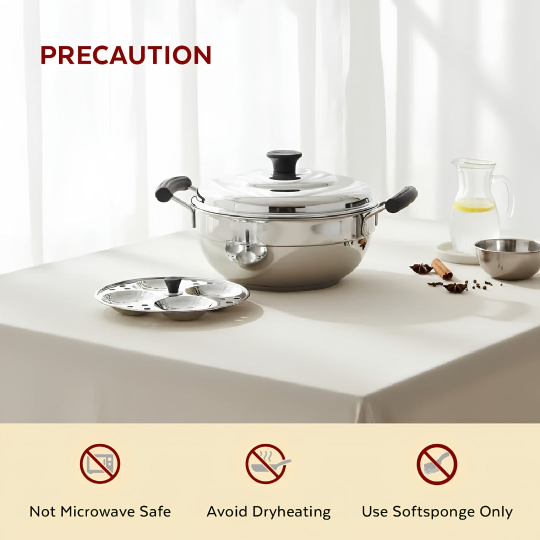 Mahaa Stainless Steel Multi Kadai with Idly Plates and Lid 20 cm_Features2